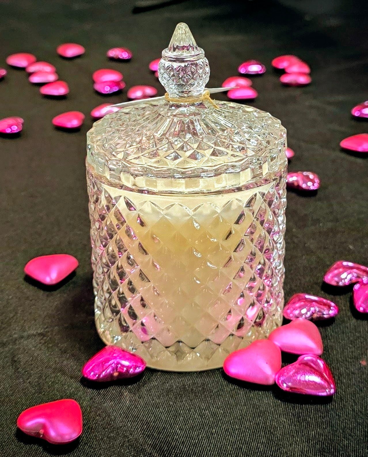 Diamond-Cut Glass Jar With Lid