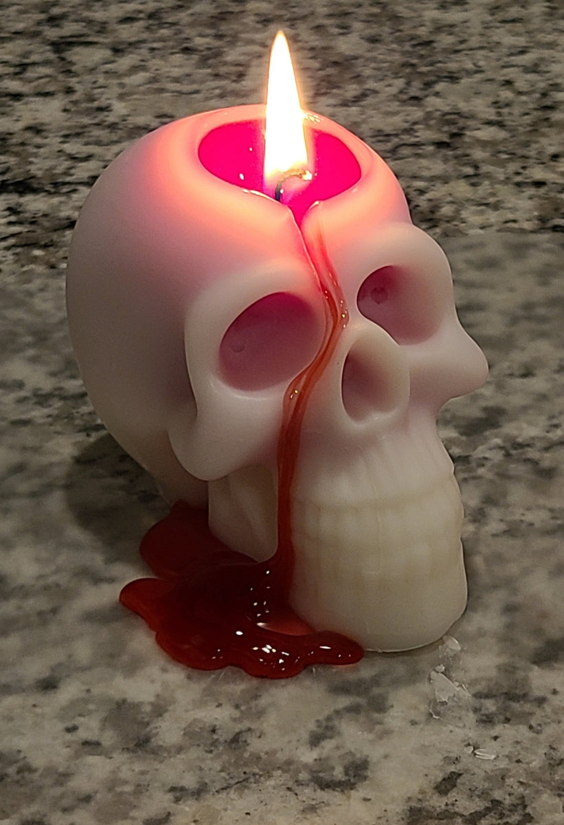 Bleeding Red Skull Candle